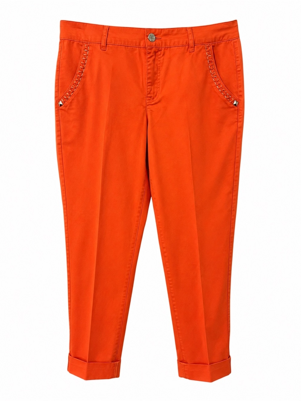 Bay Studio Studded Pocket Capri Pants Orange Size 12 Cotton Blend